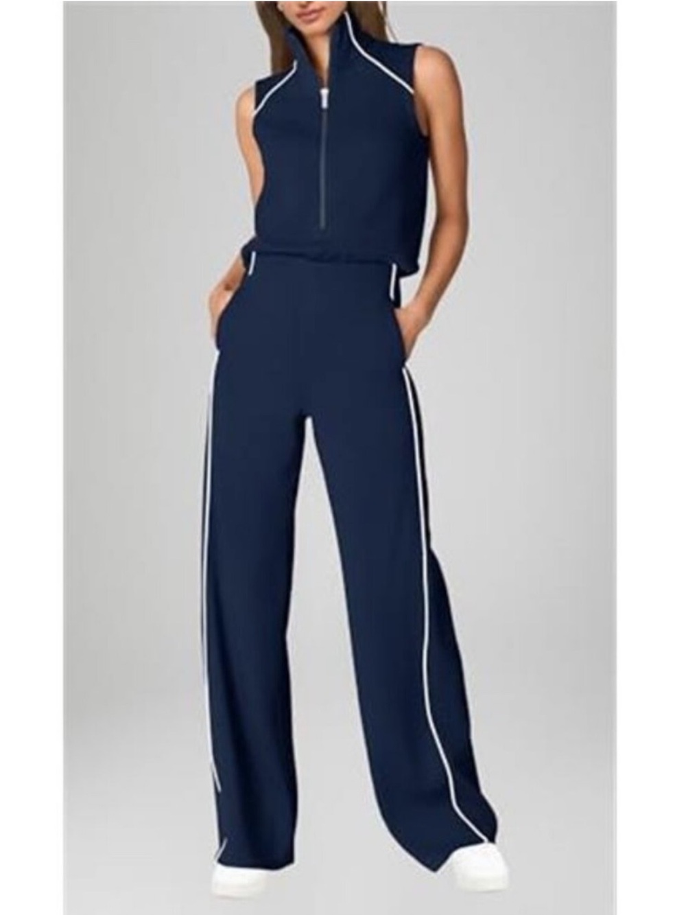 Spanx AirEssentials Pique Sleeveless Mockneck Jumpsuit